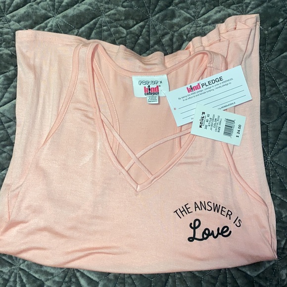 Pop Up Kind Campaign Blush Rose “The Answer Is Love” Tank Top NWT - Picture 6 of 9